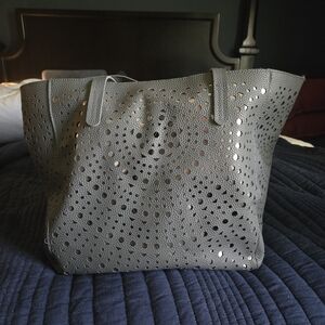 Gray Perforated Tote Bag